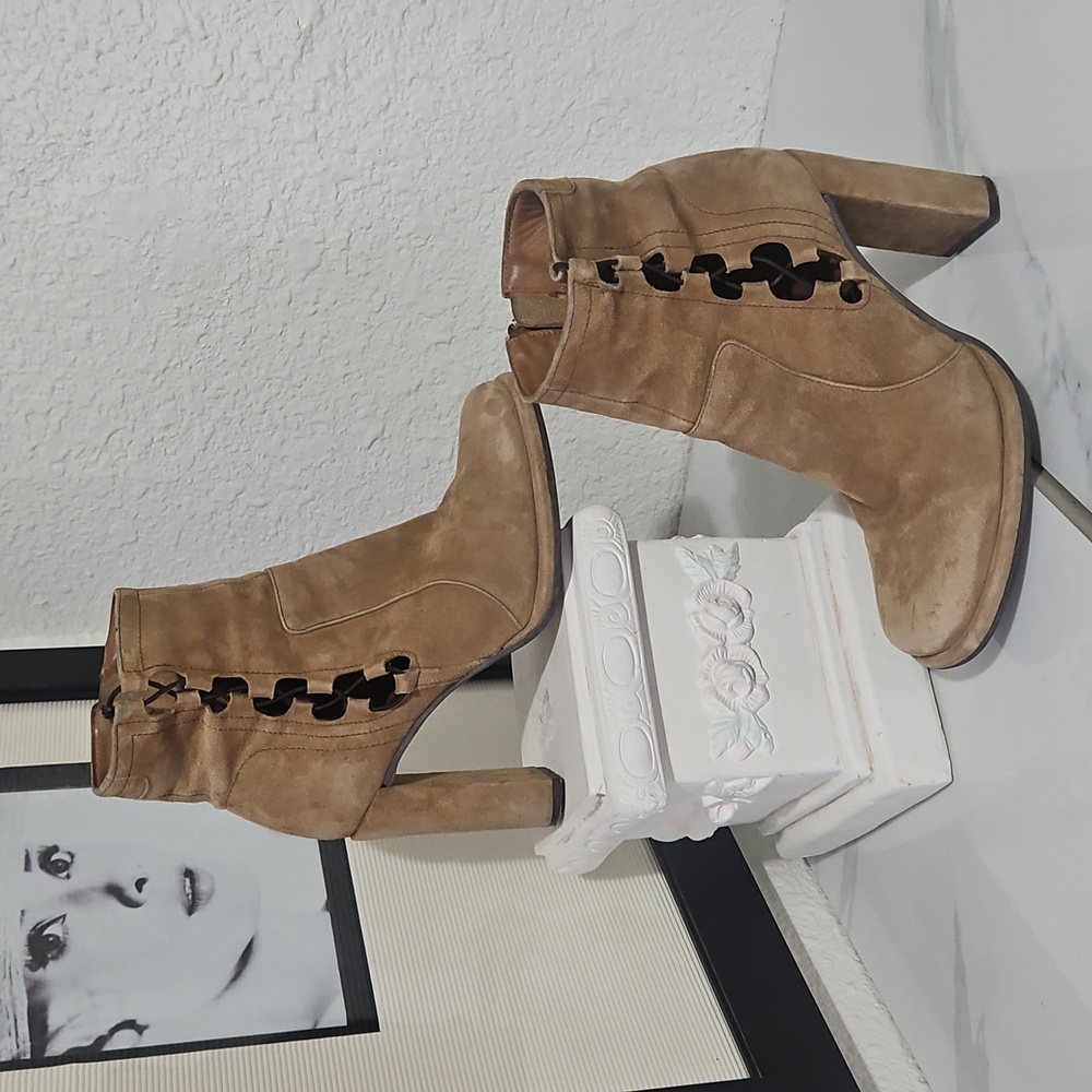 Free People Collections laced cutout suede leather ankle boots - Picture 3 of 8